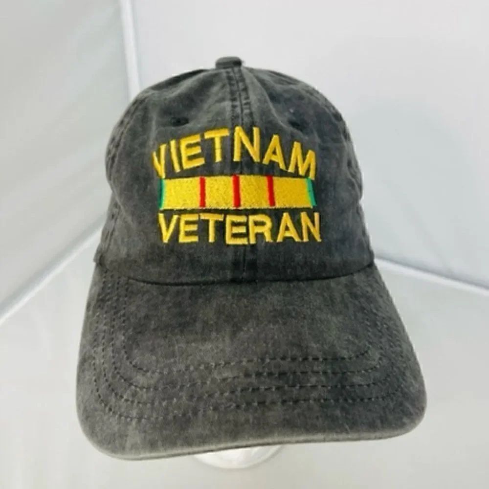 Vietnam Veteran Faded Black Unisex Dad Baseball Cap Adjustable Men's Denim Hat